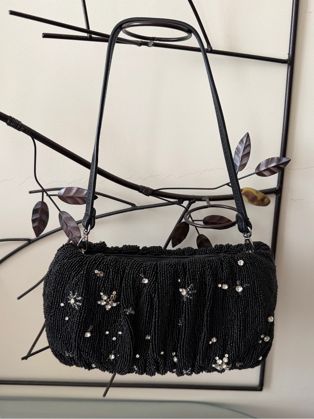 Staud Starry Night Black Hand Beaded Bean Bag Clutch / Shoulder Bag - Picture 5 of 13